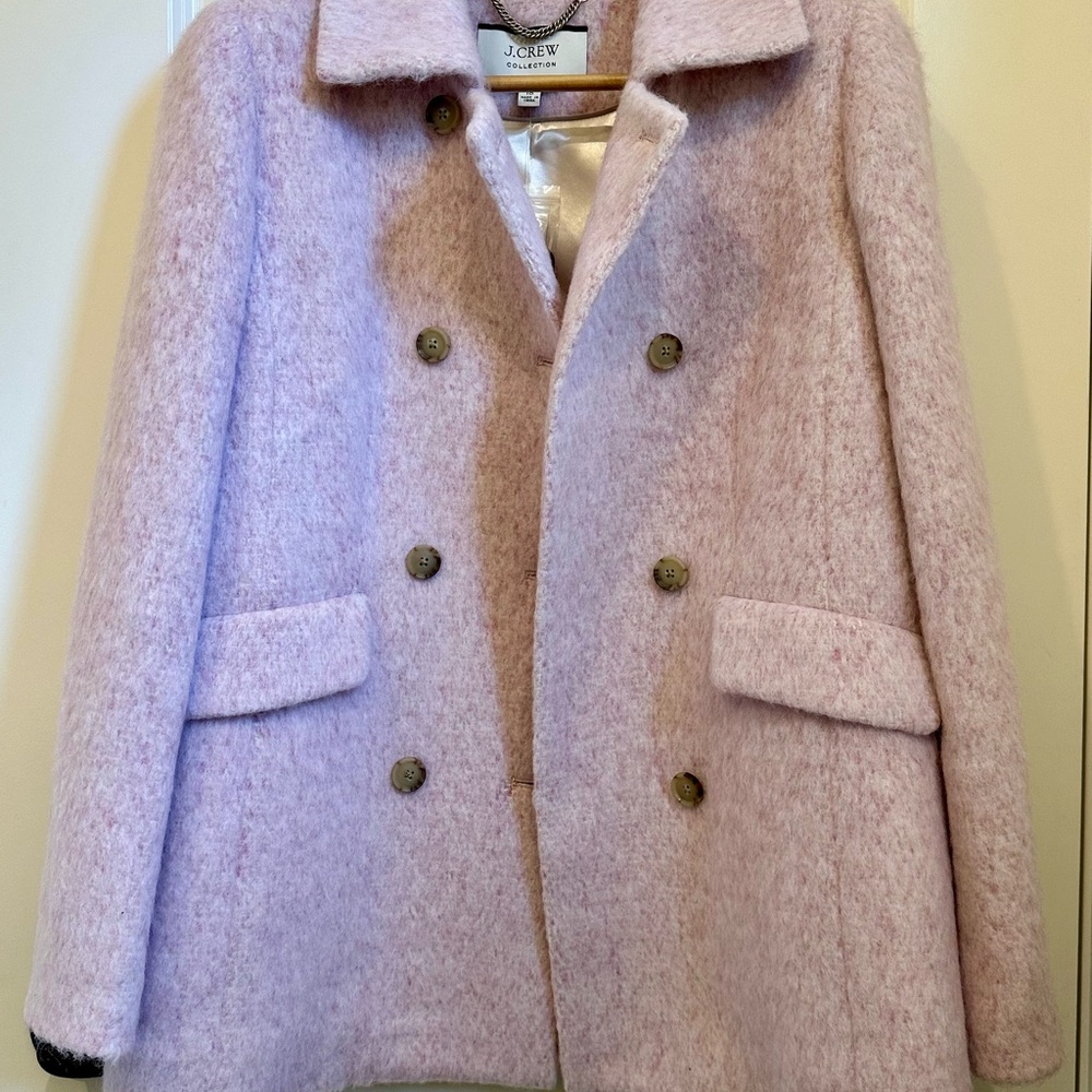 J. Crew Italian Wool Light Pink Pea Coat - Picture 3 of 15